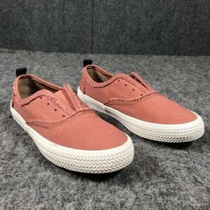 Sperry Shoes Womens Size 10 Pink Canvas Slip On Sneakers Frayed Trim STS83552
